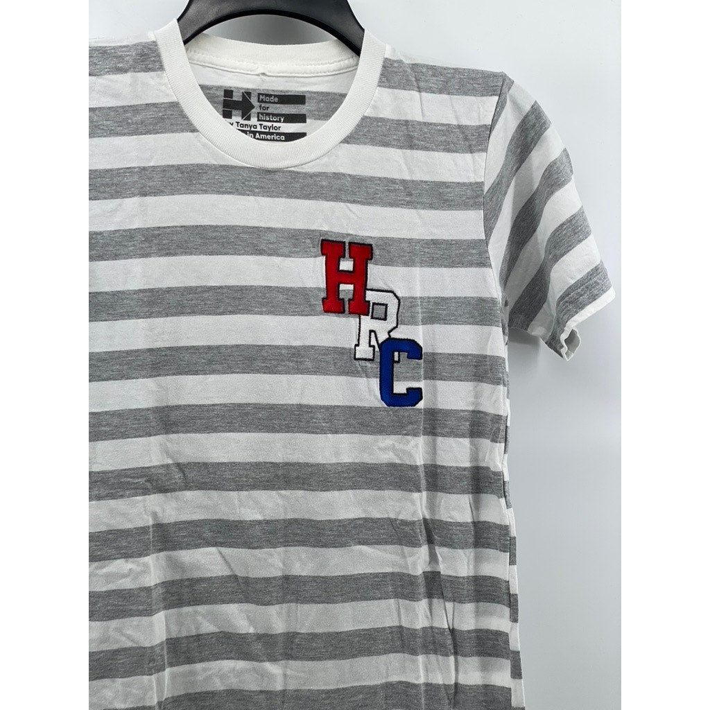 MADE FOR HISTORY By Tanya Taylor Women's Gray-White Striped Crewneck Top SZ XS