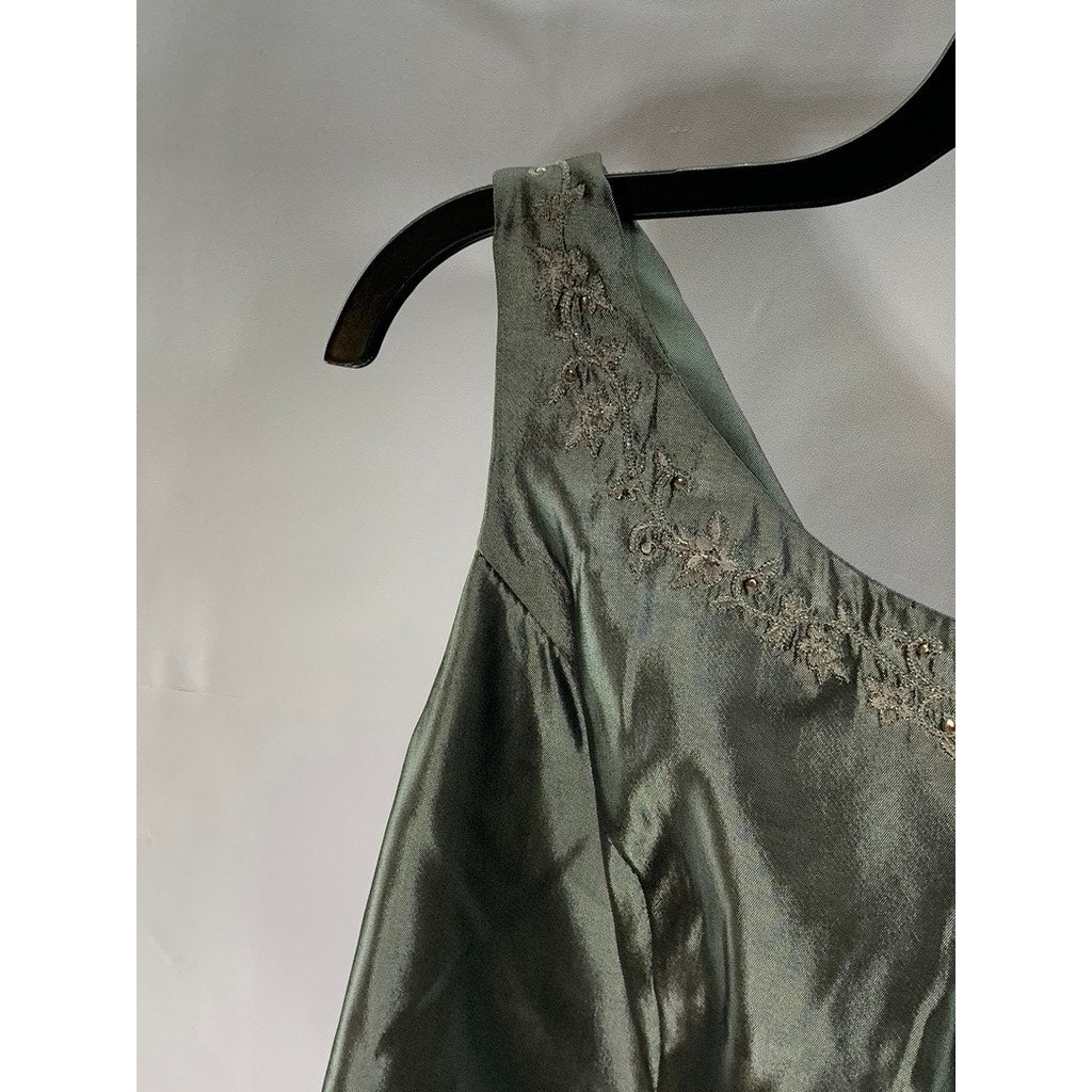 MICHAELANGELO Women's Gray Satin Button-Front Sleeveless Top SZ 12