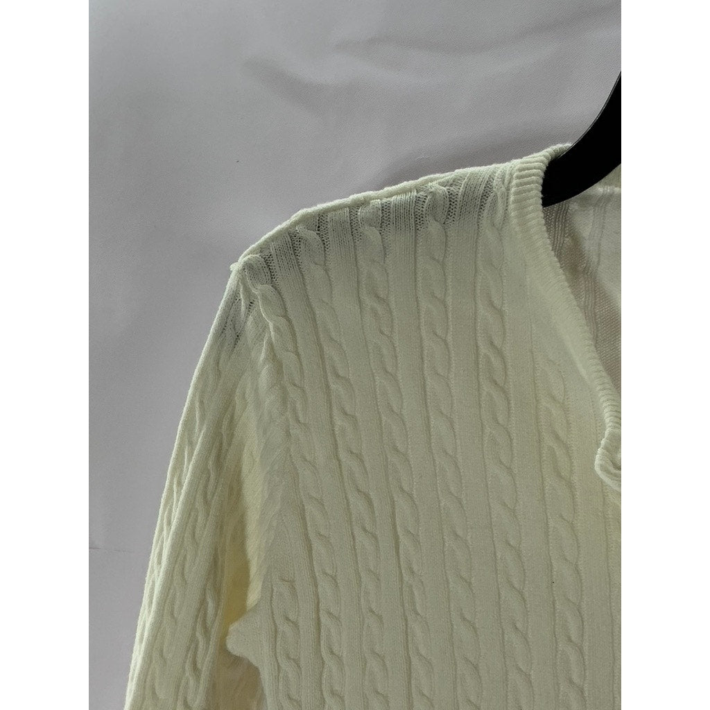 BRANDY MELVILLE Women's Cream Zoe Cable Knit Button-Up Cardigan SZ S/M
