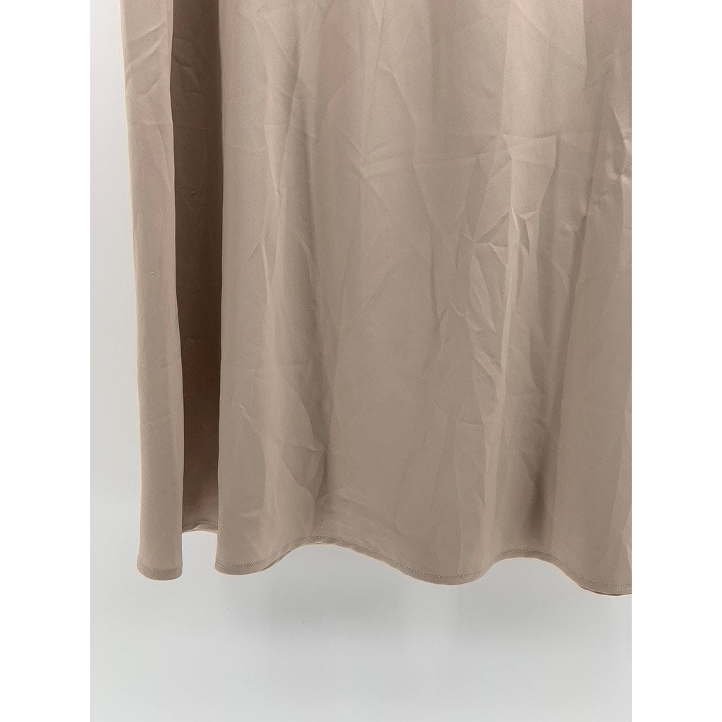 A NEW DAY Women's Beige Satin Like Side-Slit Straight-Midi Skirt SZ S