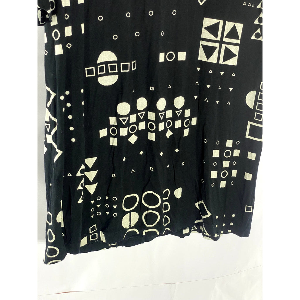 MONDO DI MARCO Men's Vintage Tall Black Geo-Print Short Sleeve Polo Shirt SZ L/T