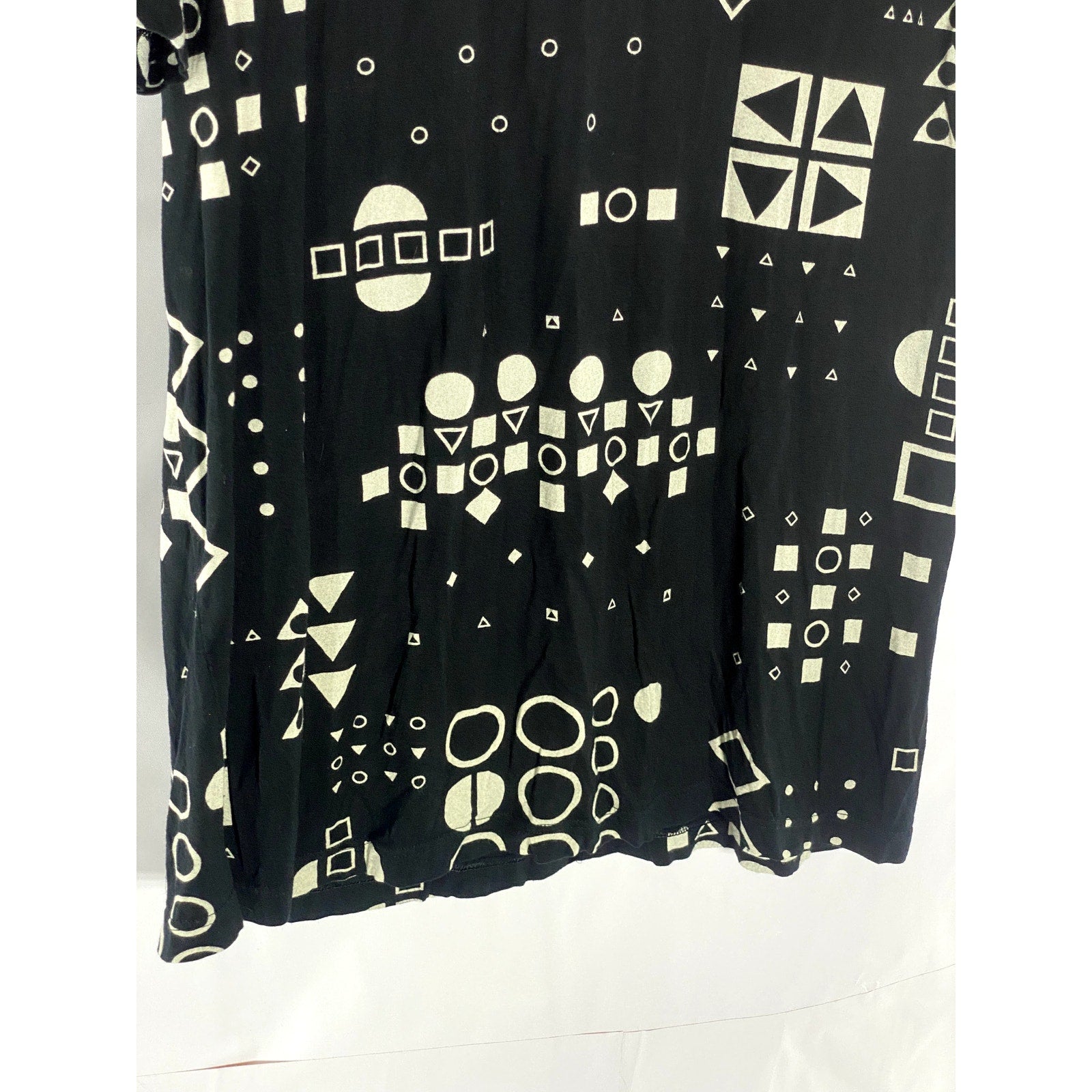 MONDO DI MARCO Men's Vintage Tall Black Geo-Print Short Sleeve Polo Shirt SZ L/T