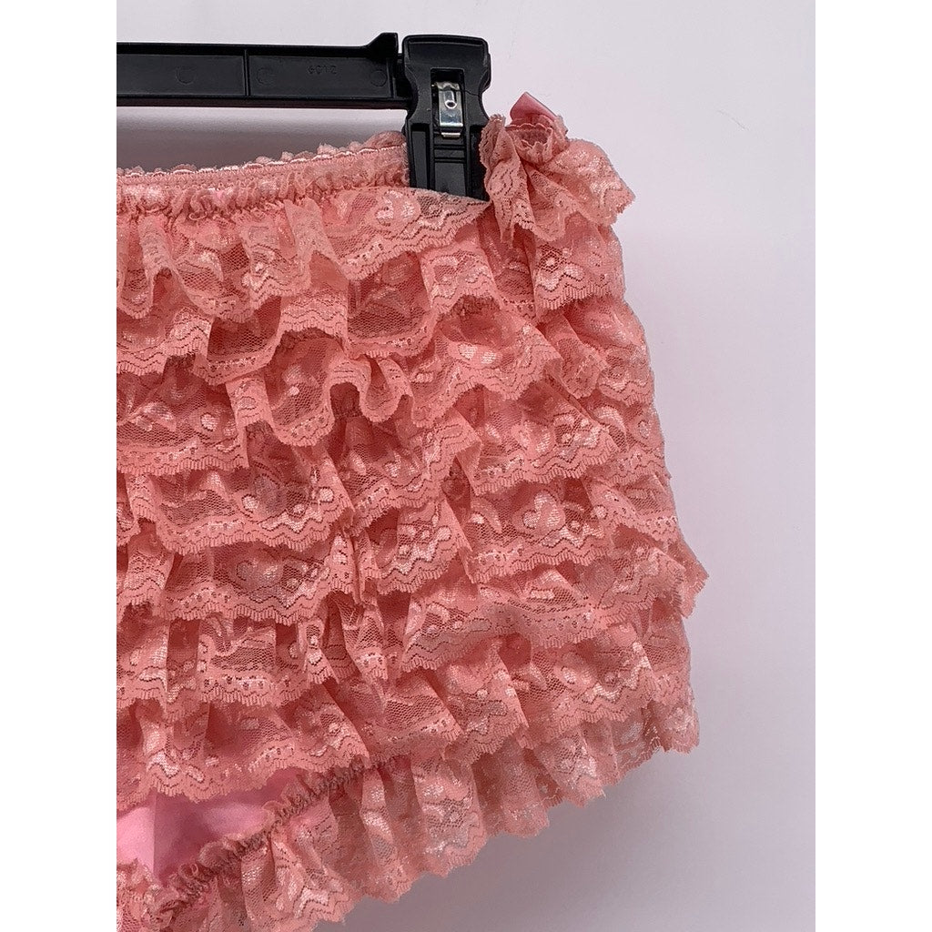 SUGAR THRILLZ Women's Pink Lace Ruffle Bloomers SZ M