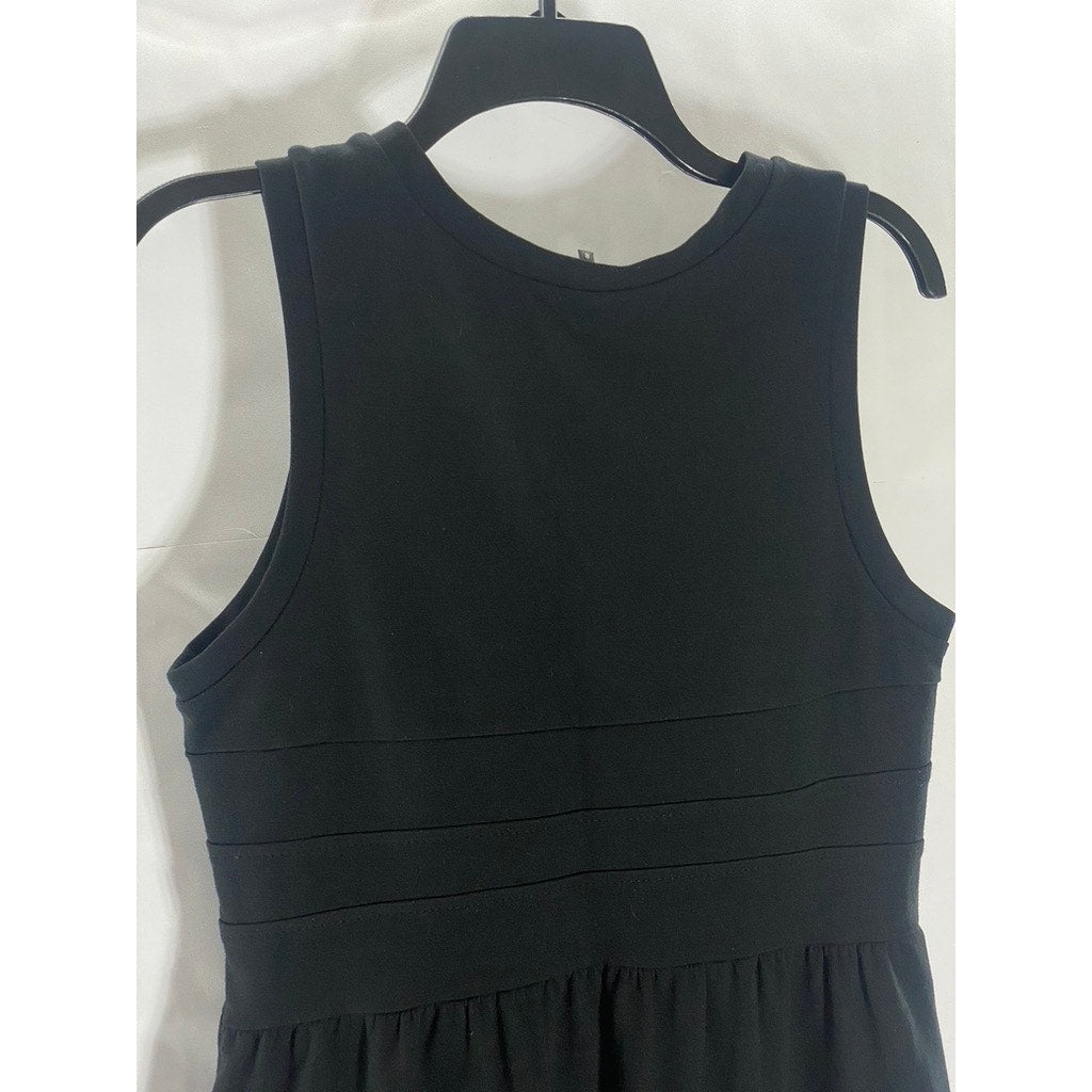 THEORY Women's Black Solid Crewneck Sleeveless Sheath Mini Dress SZ 8