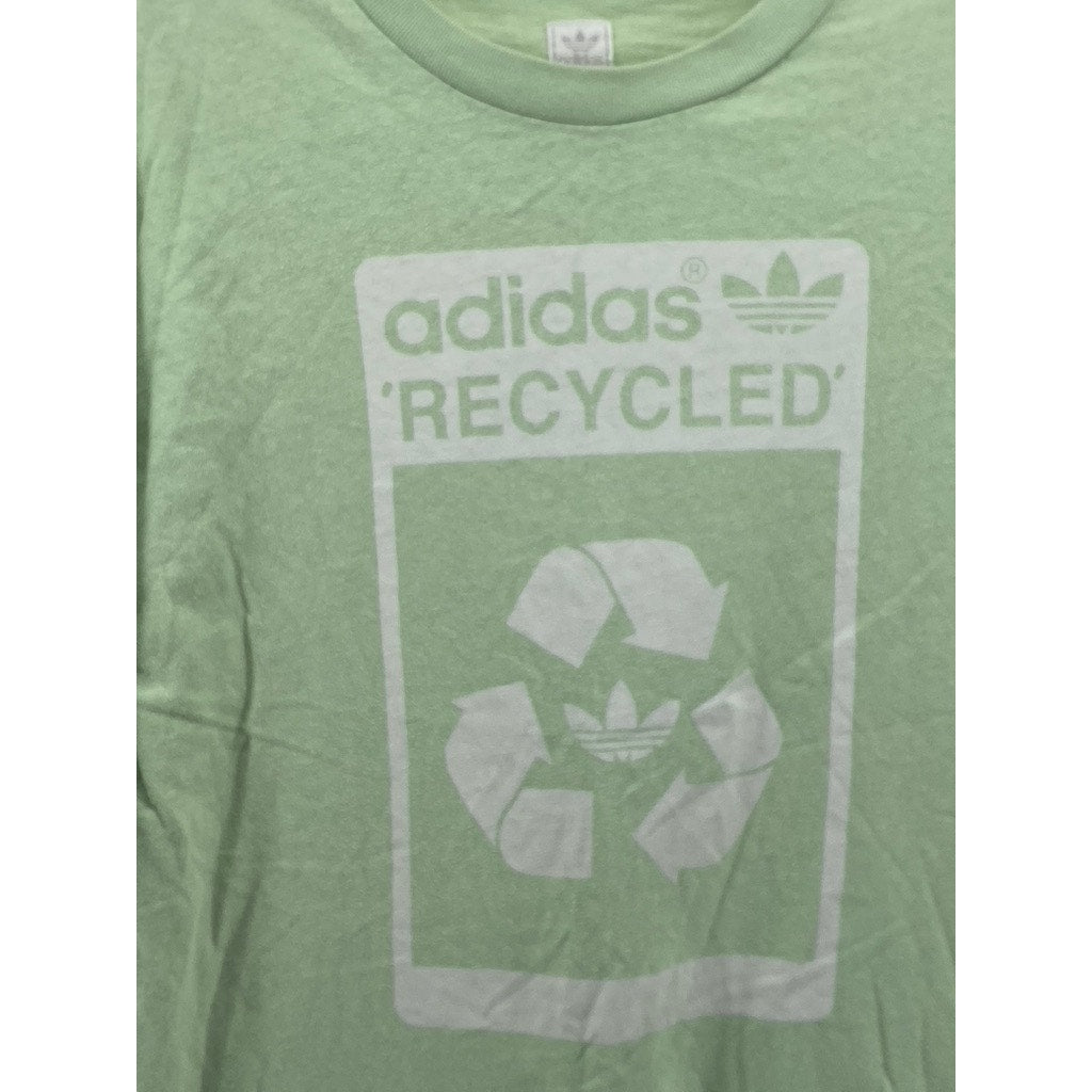 ADIDAS Men’s Lime Green Vintage Crewneck Graphic Recycled Logo T-Shirt SZ XL