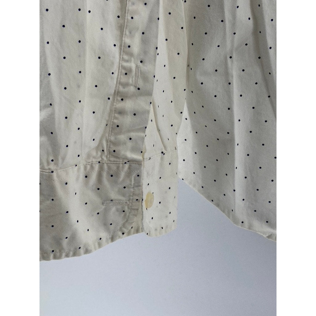 J.CREW Men's White Dot Print Stretch Organic Cotton Slim-Fit Button-Up Shirt SZM