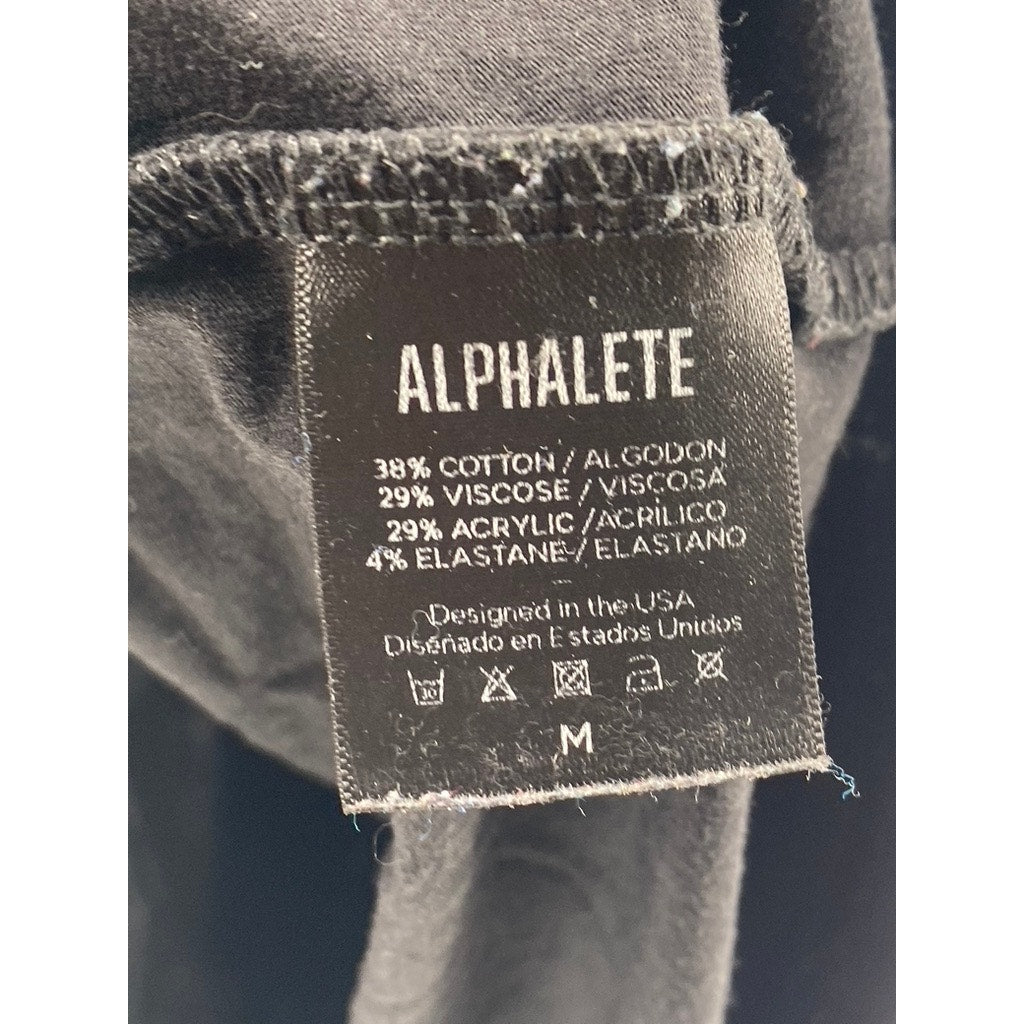 ALPHALETE Men's Black Solid Crewneck Short Sleeve Casual T-Shirt SZ M