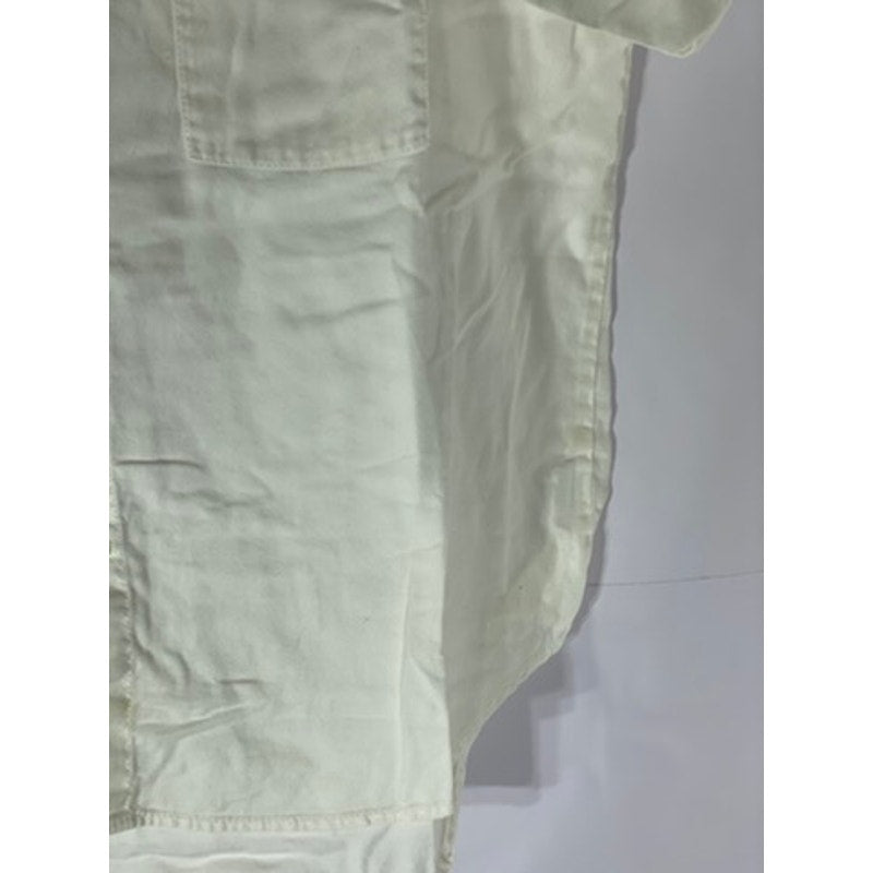 MADEWELL Women's White Cotton Courier Oversized Button-Up Patch Pocket Top SZ S