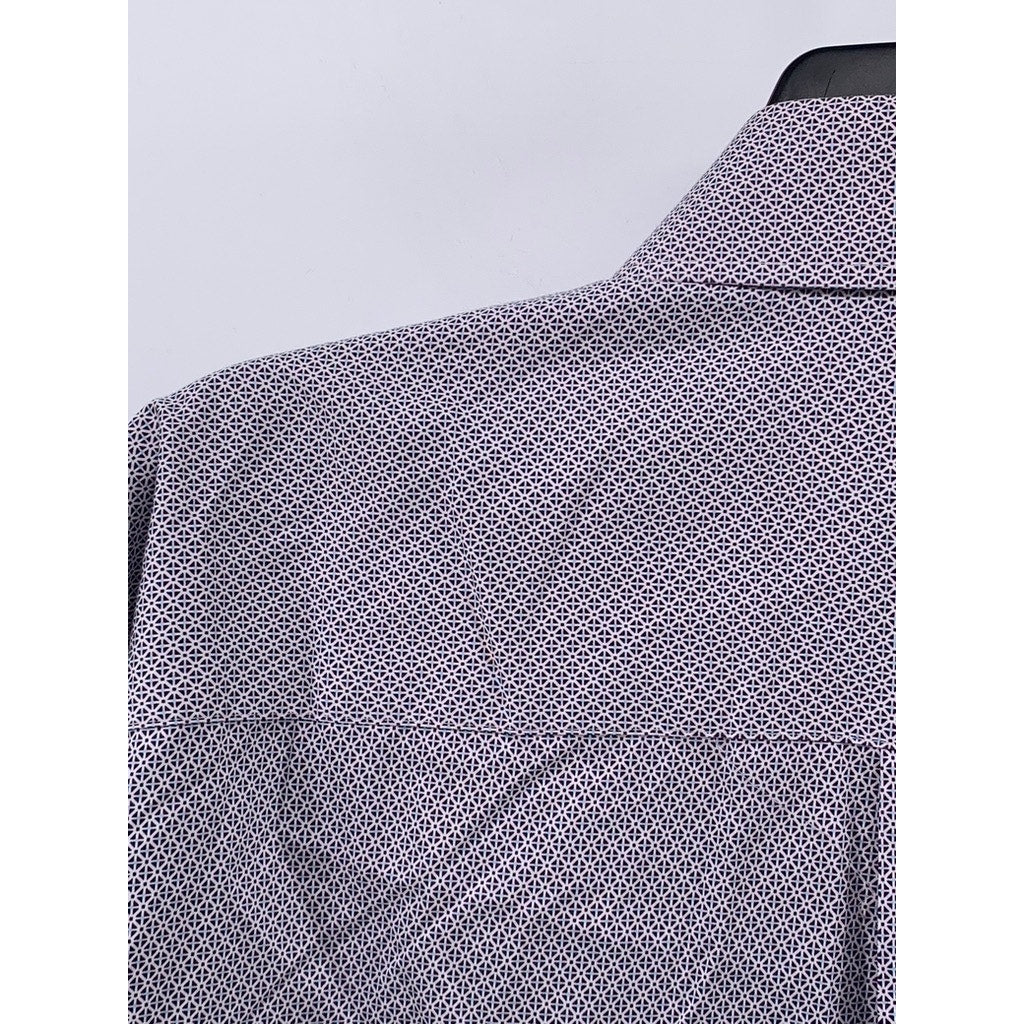 PETER MILLAR Men's White-Burgundy Printed Button-Up Long Sleeve Shirt SZ XL