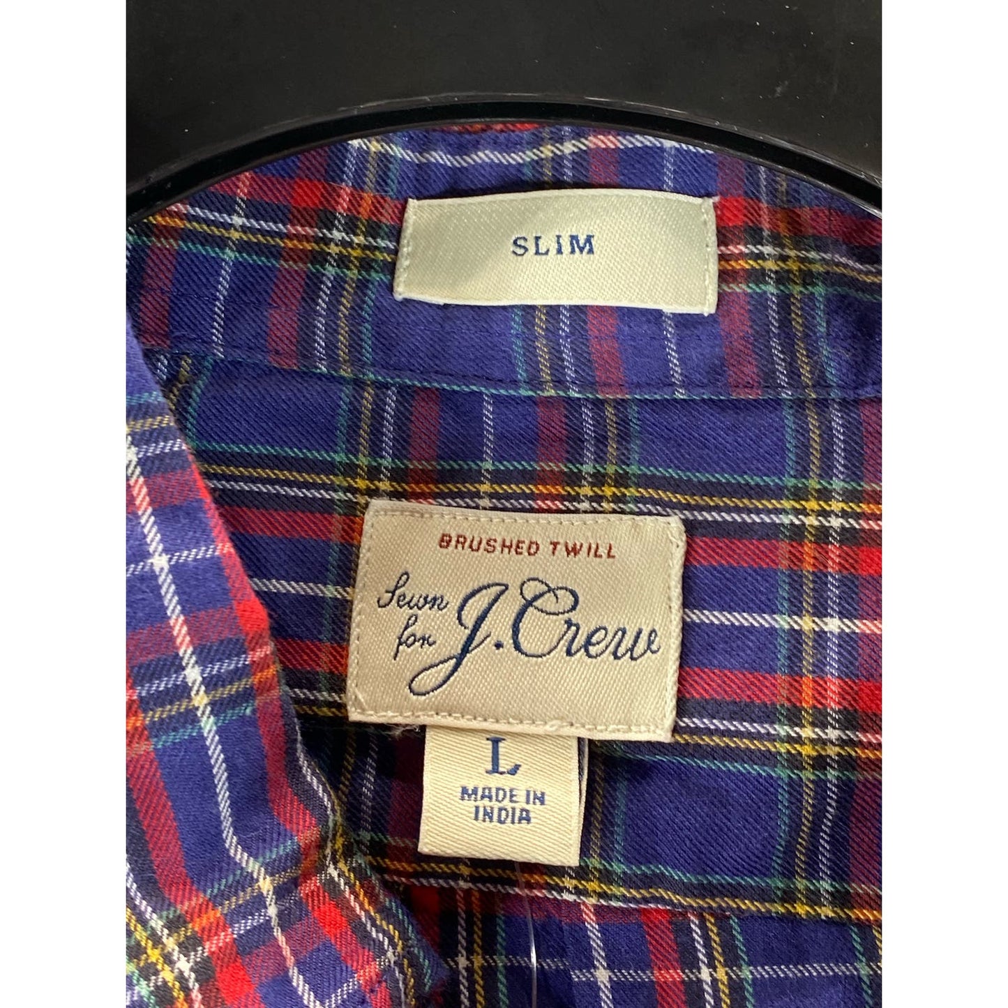 J.CREW Men's Multicolor Plaid Brushed Twill Slim-Fit Button-Up Shirt SZ L