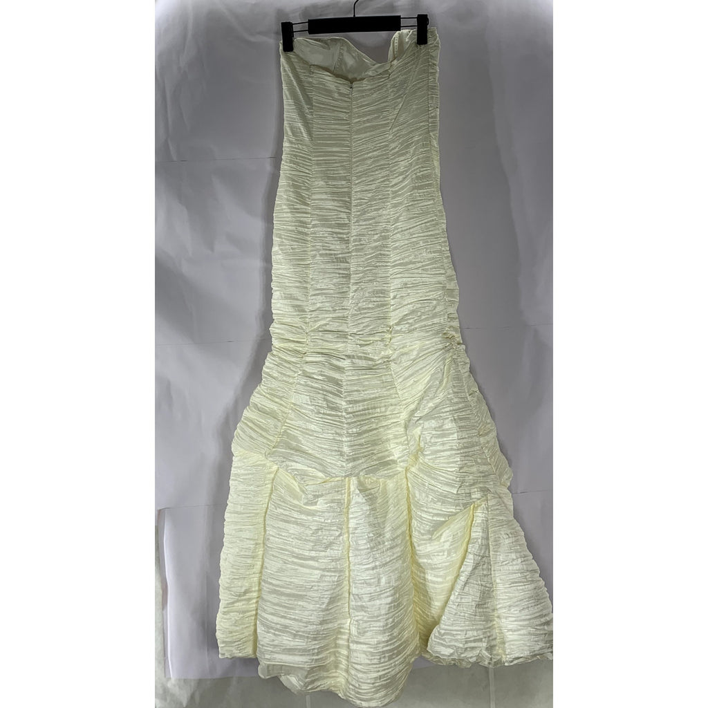 N PHASE FASHION Women's Cream Textured Strapless Gown SZ 6