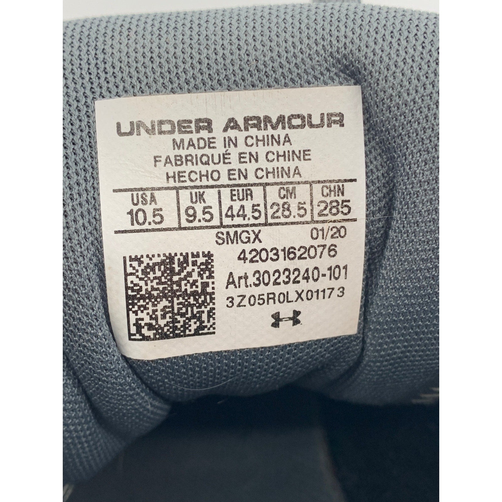 UNDER ARMOUR Men's Blue-Gray Charged Intake 4 Exo Running Sneakers SZ 10.5