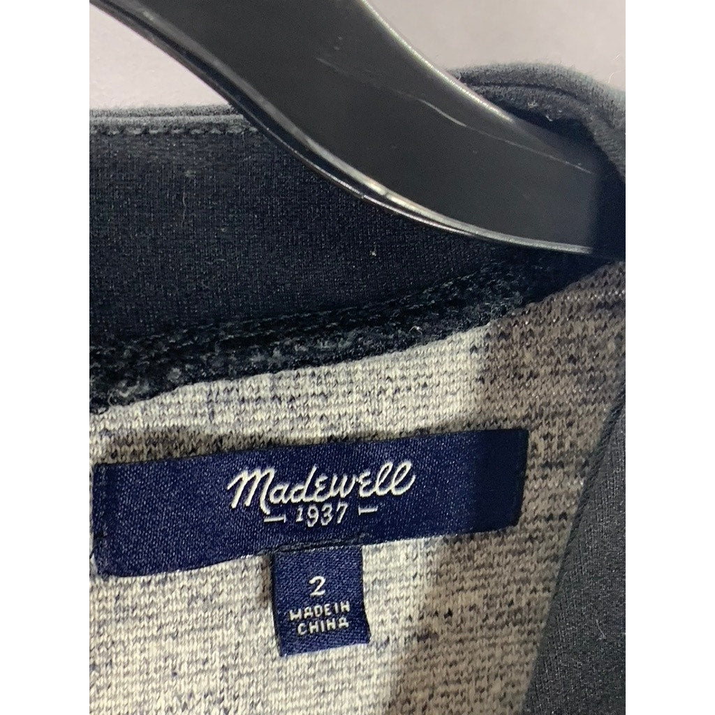MADEWELL Women's Black/Gray Parkline Crewneck Short Sleeve Knit Mini Dress SZ 2