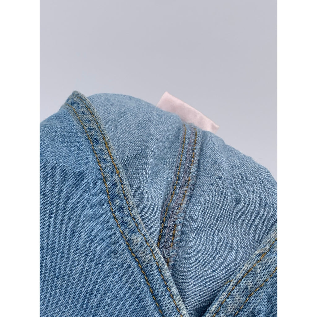 RAFAELLA Women’s Petite Vintage Blue V-Neck Sleeveless Button-Up Midi Dress SZ4P