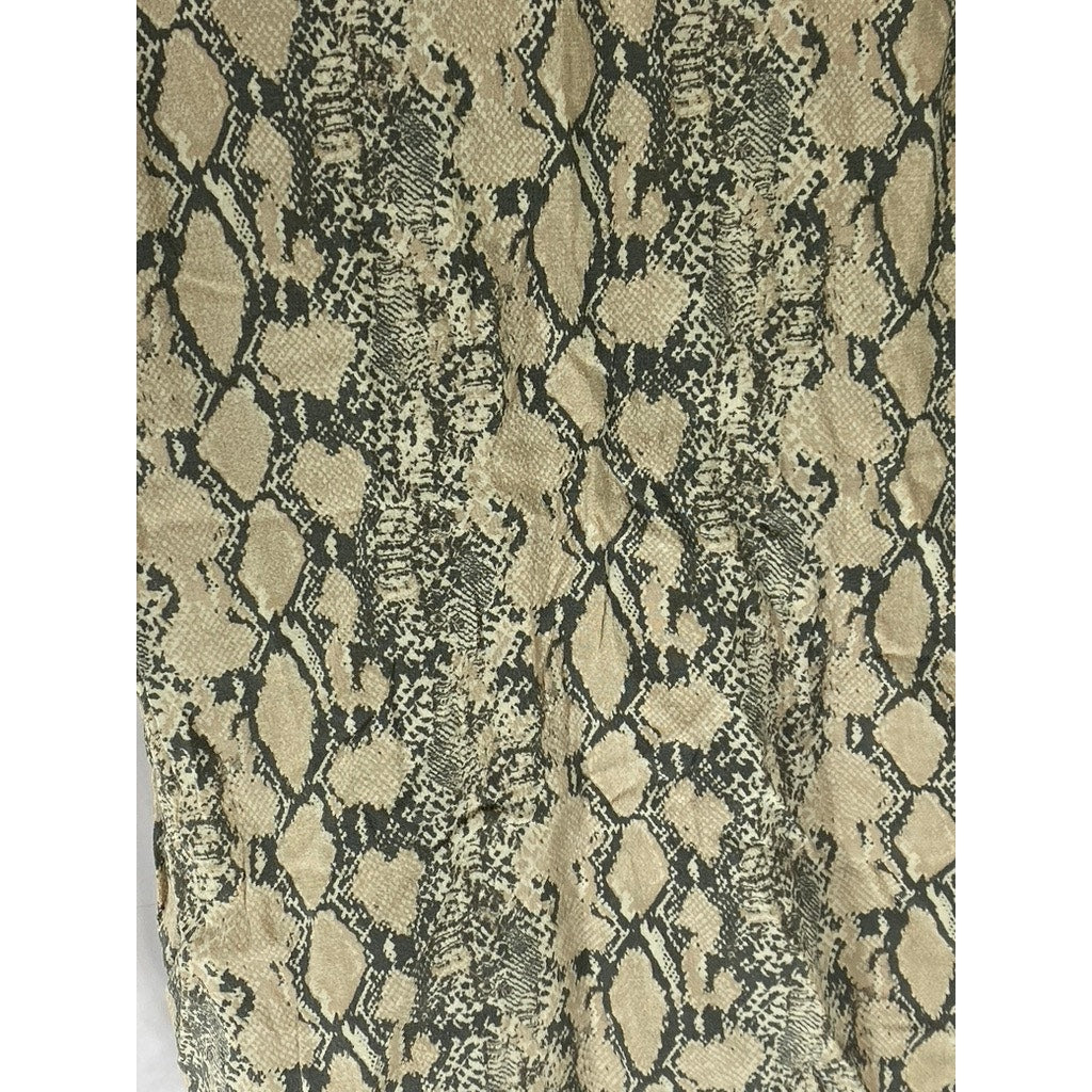 AMERICAN EAGLE Outfitters Women's Beige Snake-Print Straight Midi Skirt SZ XS