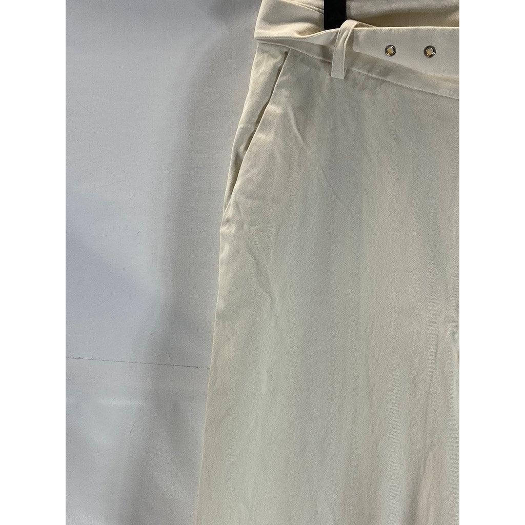 MAISON BLANCHE All Gender Coconut Milk Asymmetrical Straight Leg Trousers SZ 4