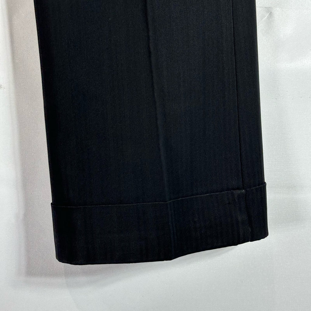 TRINA TURK Women's Black Pinstripe Cuffed Wide-Leg Pants SZ 4