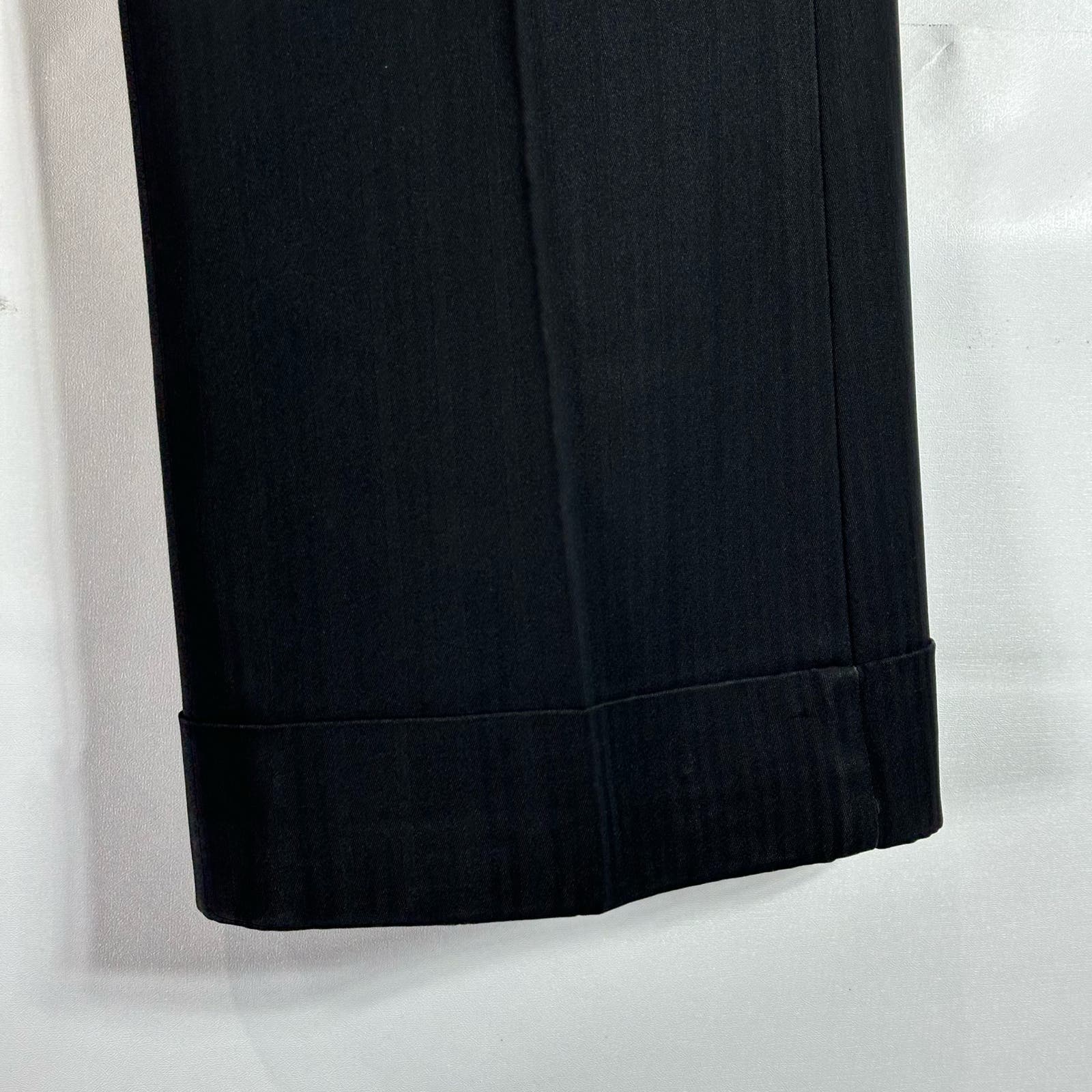 TRINA TURK Women's Black Pinstripe Cuffed Wide-Leg Pants SZ 4