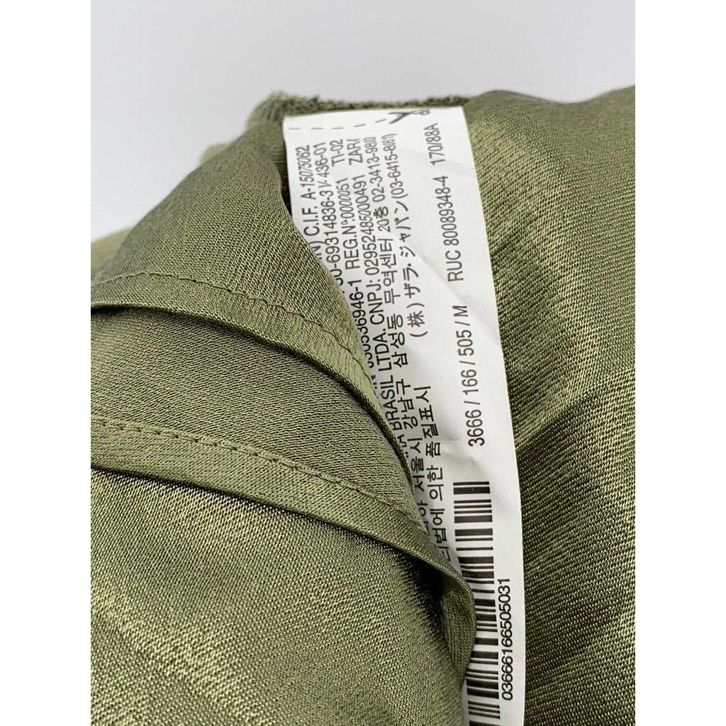 ZARA Women's Dark Green Tie-Back Flutter Sleeve Top SZ M