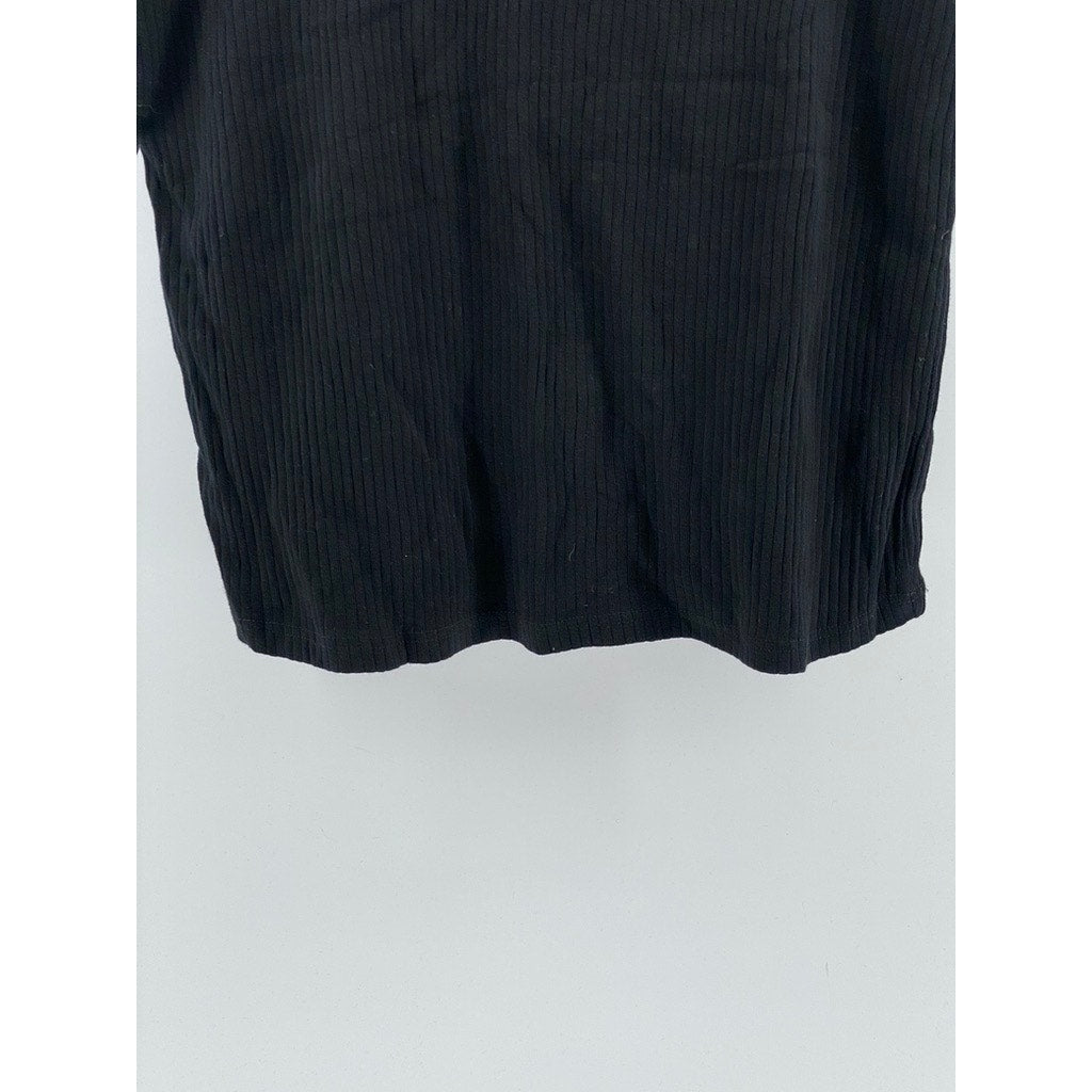 RIVER ISLAND Women's Black Wide-Rib Lace-Trim V-Neck Tank Top SZ 12