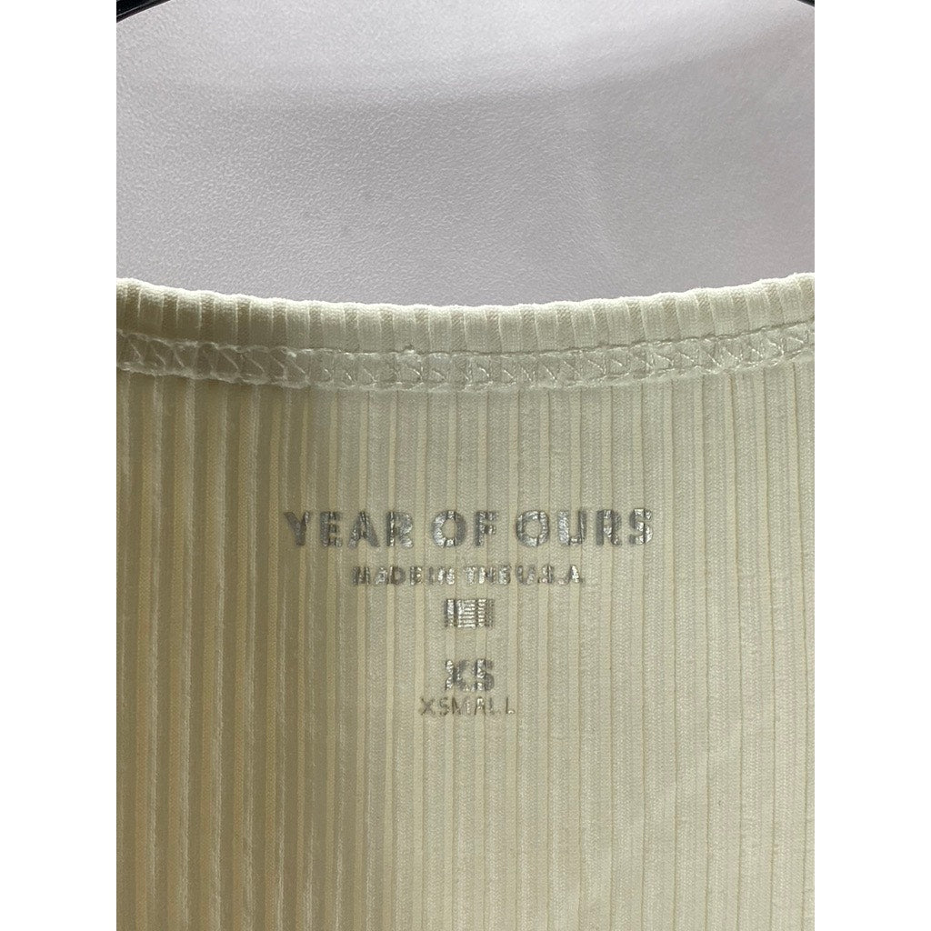 YEAR OF OURS Women's White Rib Sporty Crewneck Tank Top SZ XS