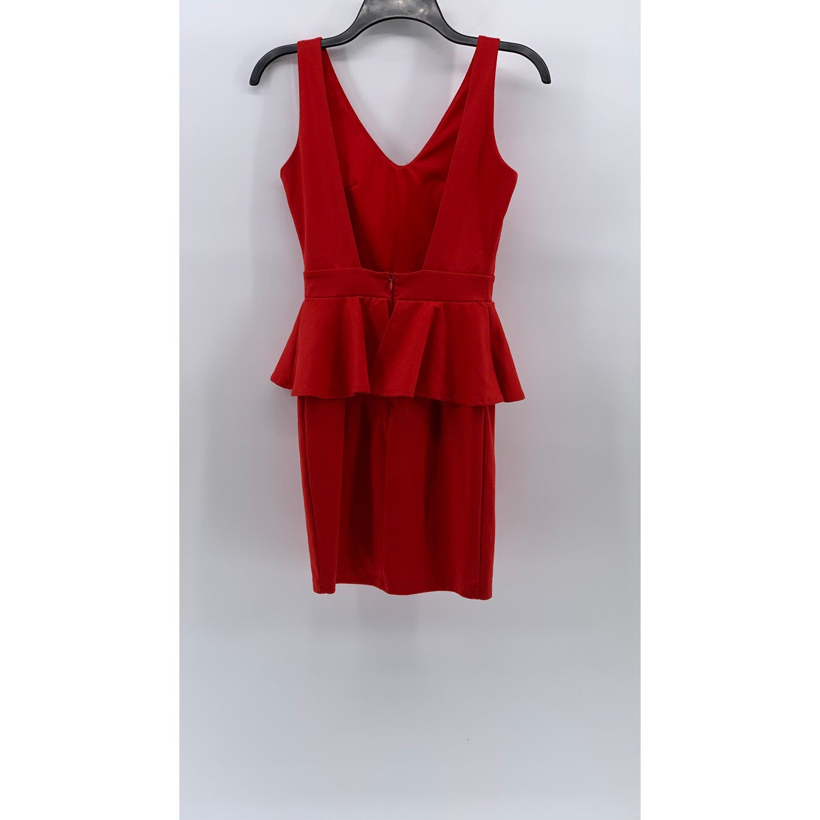 CHARLOTTE RUSSE Women's Red V-Neck Sleeveless Ruffle Bodycon Mini Dress SZ S