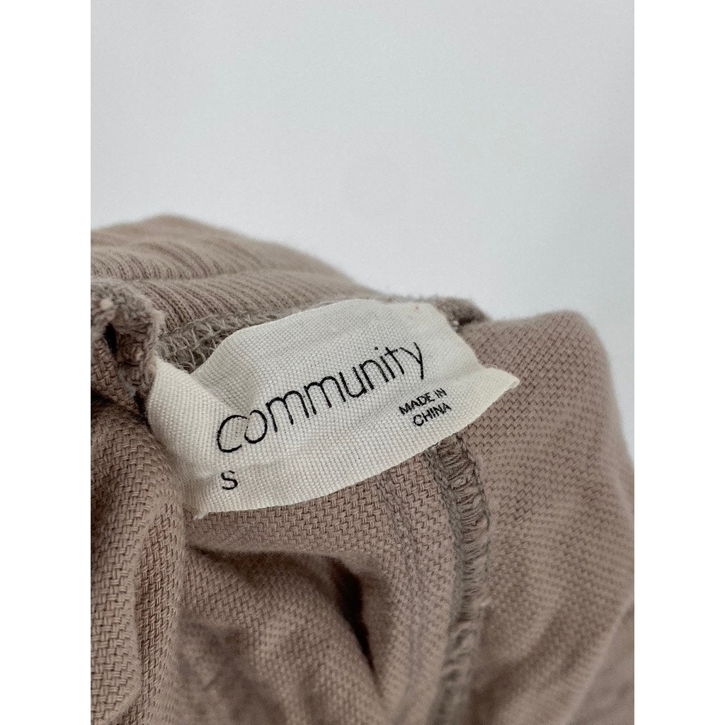COMMUNITY Women's Light Brown Cotton Drawstring Waist Casual Lounge Shorts SZ S