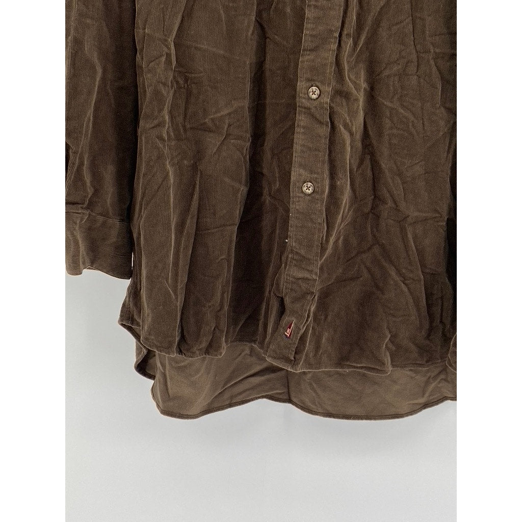 NORDSTROM Mens Button Down Chocolate Brown Corduroy Style SZ (L)