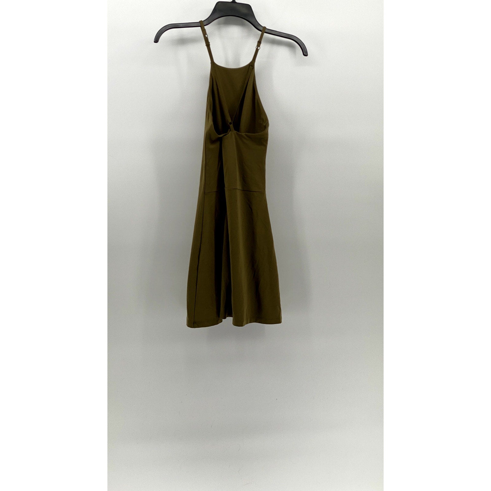 GIRLFRIEND COLLECTIVE Women's Olive Green Cross-Back Halter A-Line Dress SZ S