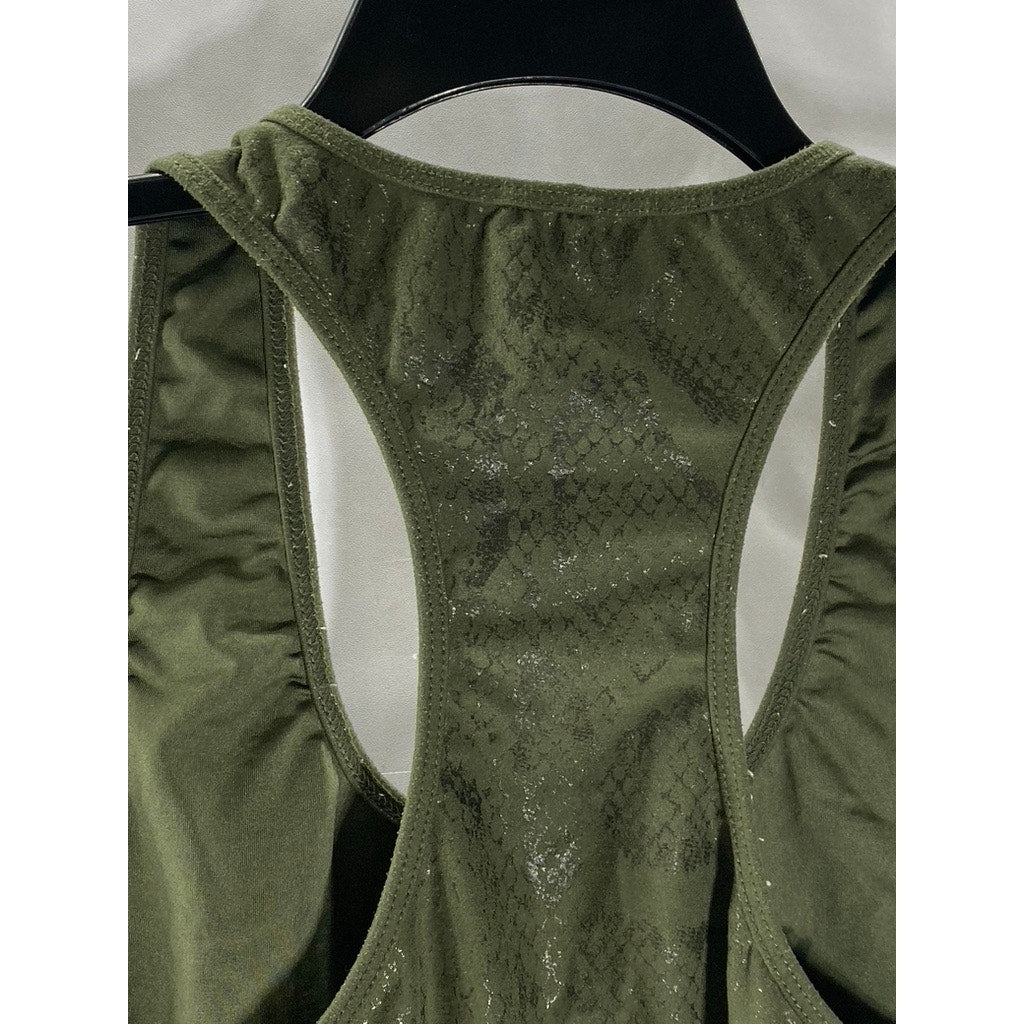EVOLUTION AND CREATION Women's Olive Green Snake Skin Racerback Tank Top SZ L