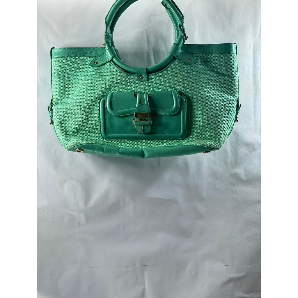 JIMMY CHOO Women's Aqua Green Textured Round Handle Handbag