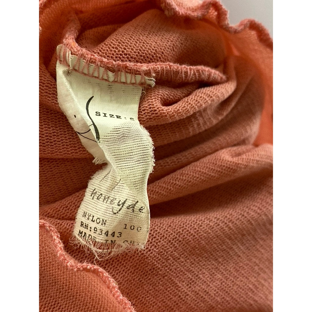 HONEYDEW Women's Pink-Beige Lace-Trim V-Neck Lettuce Hem Pullover Camisole SZ S