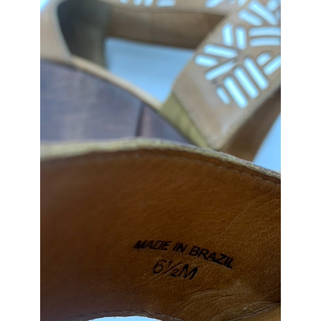 DIANE VON FURSTENBERG Women's Brown Tribal Opal Wedge Sandals SZ 6.5