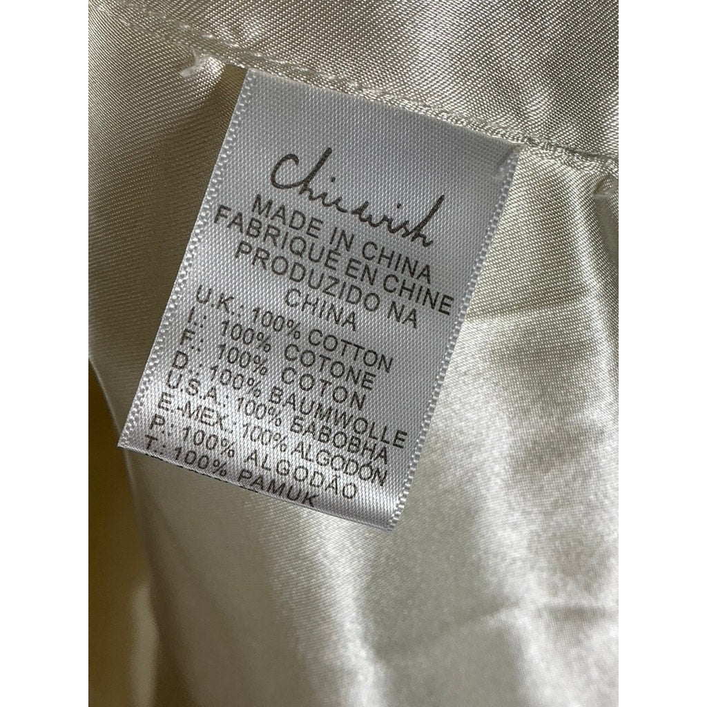 CHICWISH Women's Cream Faux-Fur Satin Lined Glam Jacket SZ S
