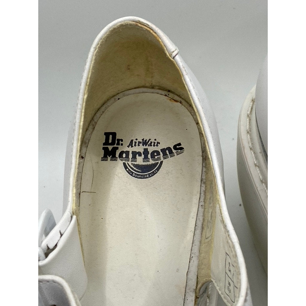 DR. MARTENS Women's White T-Strap Peep-Toe Wedge Platform Sandals SZ 8