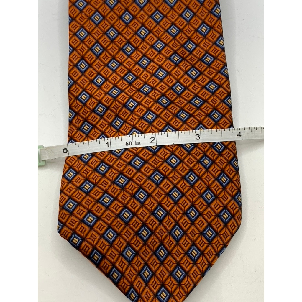 NAUTICA Men's Orange-Blue Printed Silk Tie SZ OS