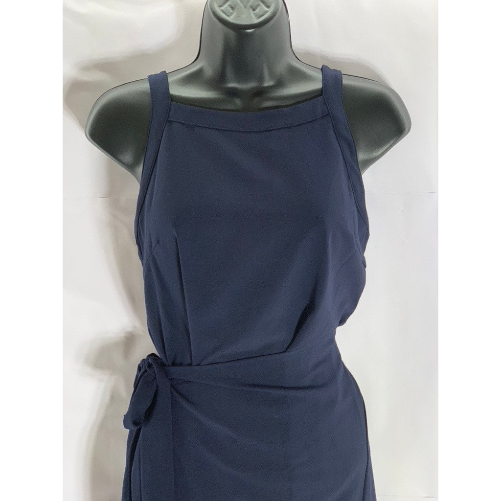 C & L COLLECTION Women's Navy Halter Sleeveless Wrap Midi Dress SZ L
