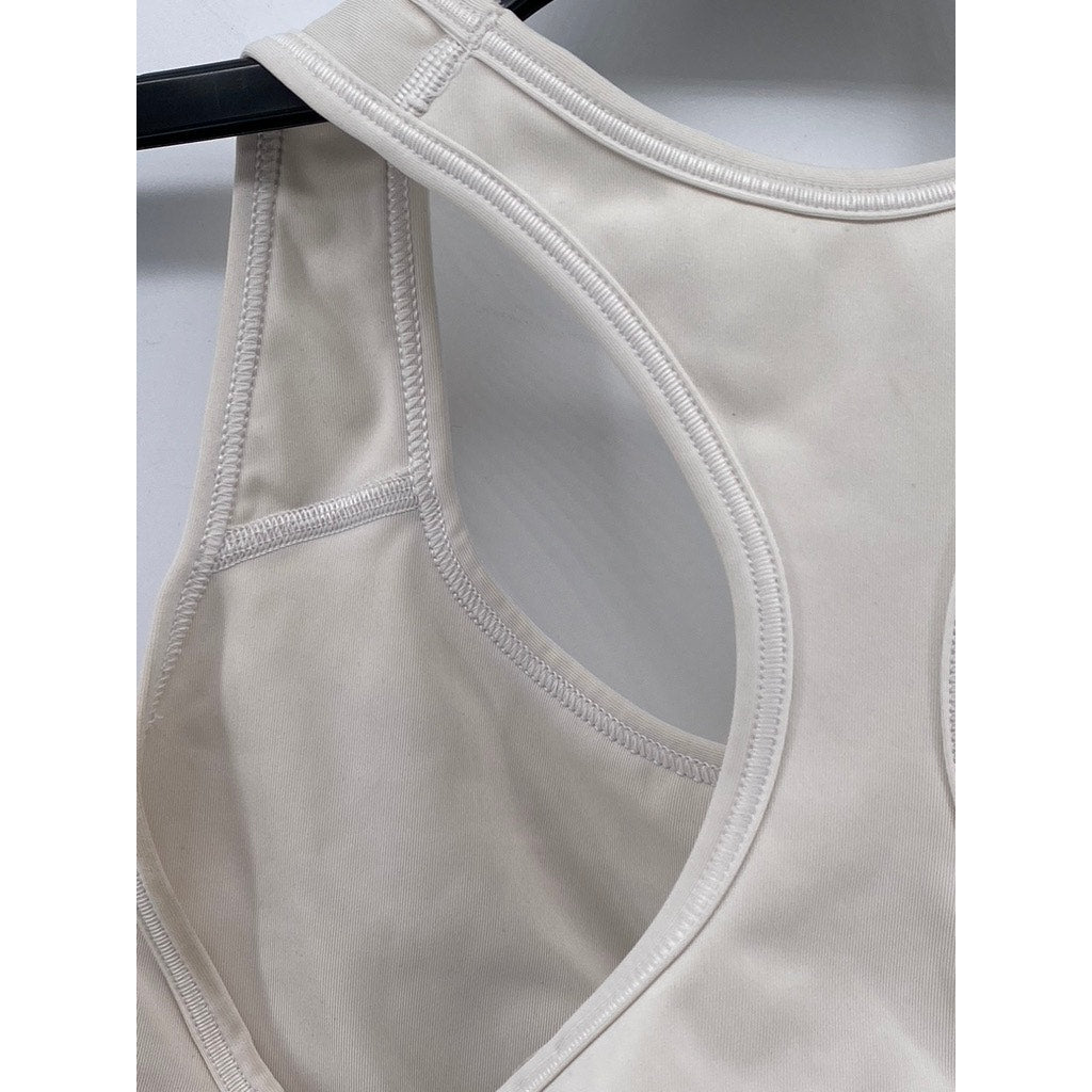 NIKE Women's White-Black Dri-Fit Swoosh Racerback Non-Padded Sports Bra SZ S