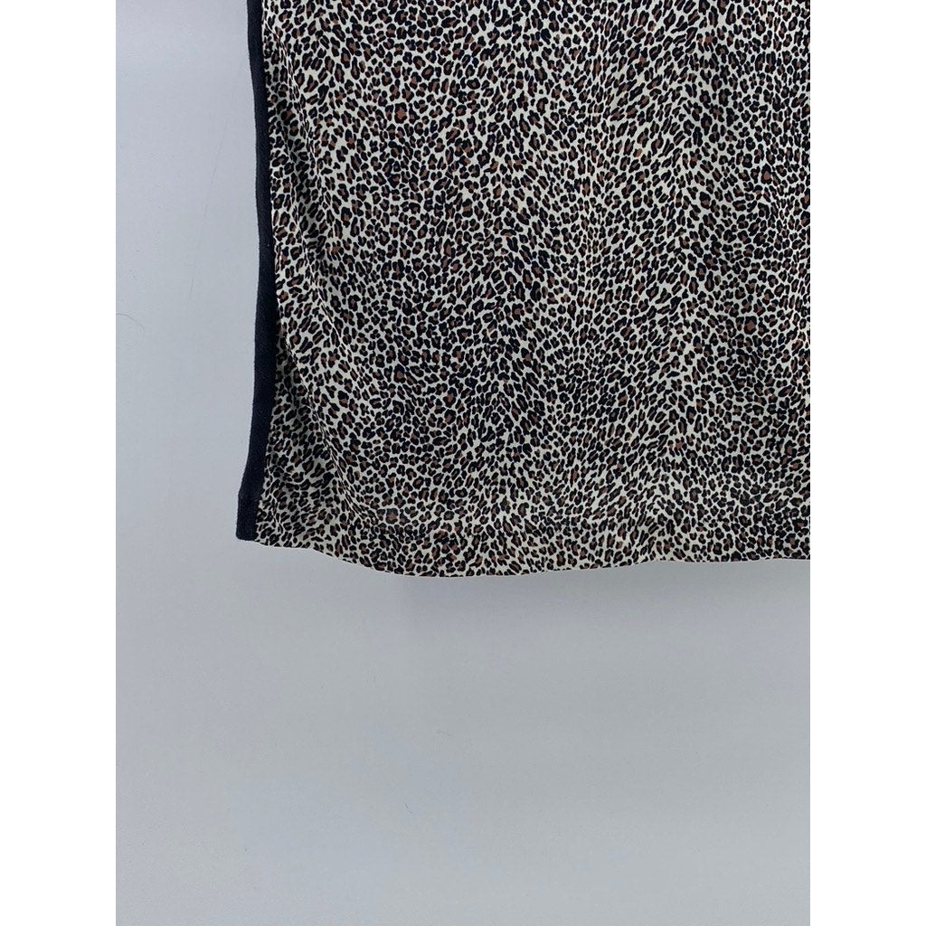 Women's Black Animal Print Crewneck Short Sleeve Casual Top SZ M