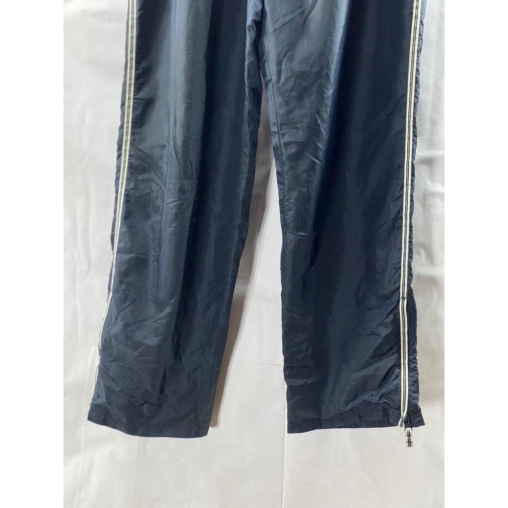 GAP Men's Navy Blue Stripe Drawstring Nylon Relaxed-Fit Track Pants SZ M