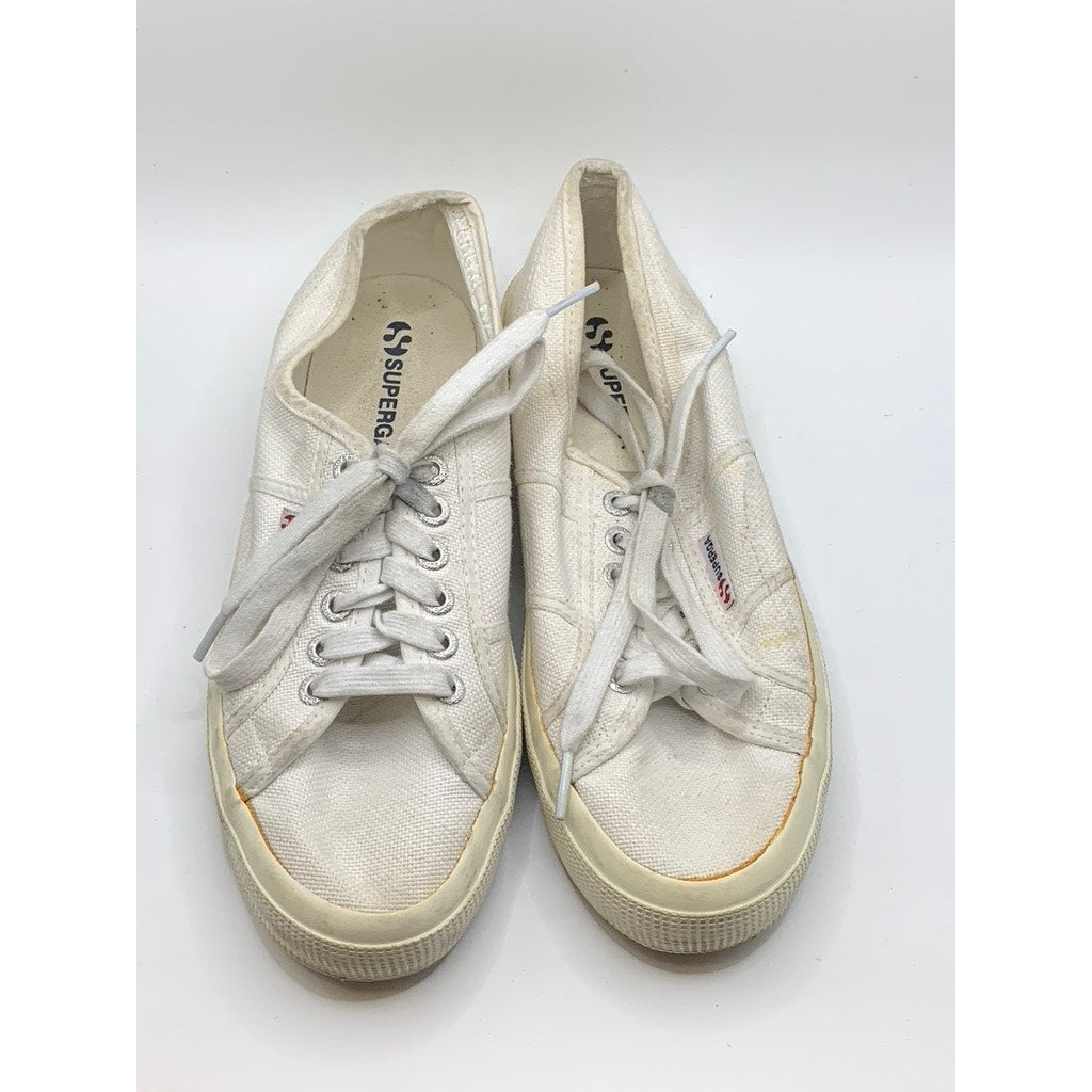 SUPERGA Unisex White Canvas Classic Sneakers SZ M6.5/W8