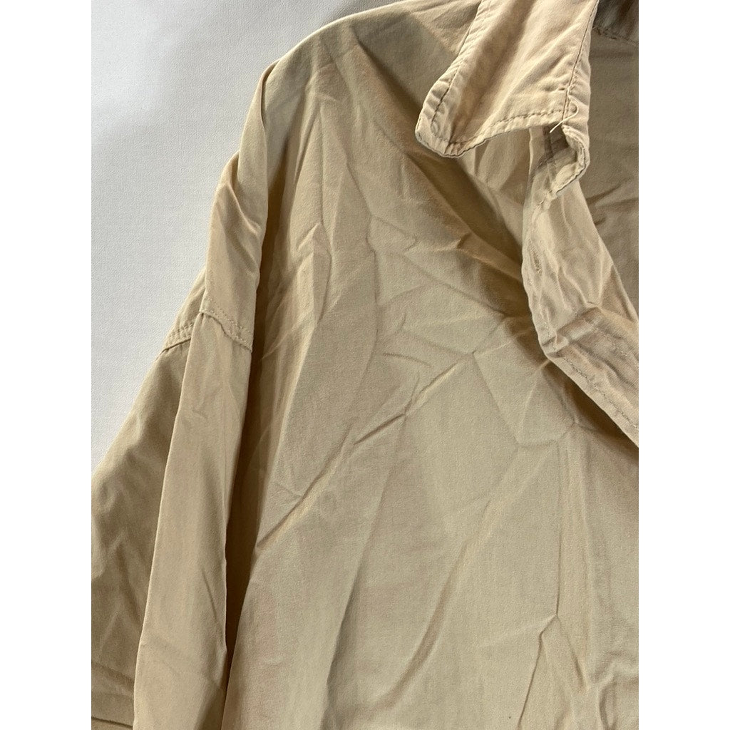 COTTON:ON Women's Tan Oversized-Fit Button-Up Long Sleeve Patch Pocket Top SZ XS
