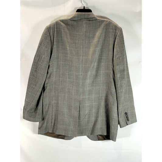 LAUREN RALPH LAUREN Men's Tan Plaid Silk/Wool Two-Button Long Blazer SZ 44L