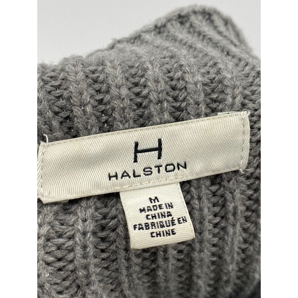 H By HALSTON Women's Gray Knit Acrylic Turtleneck Long Sleeve Sweater SZ M