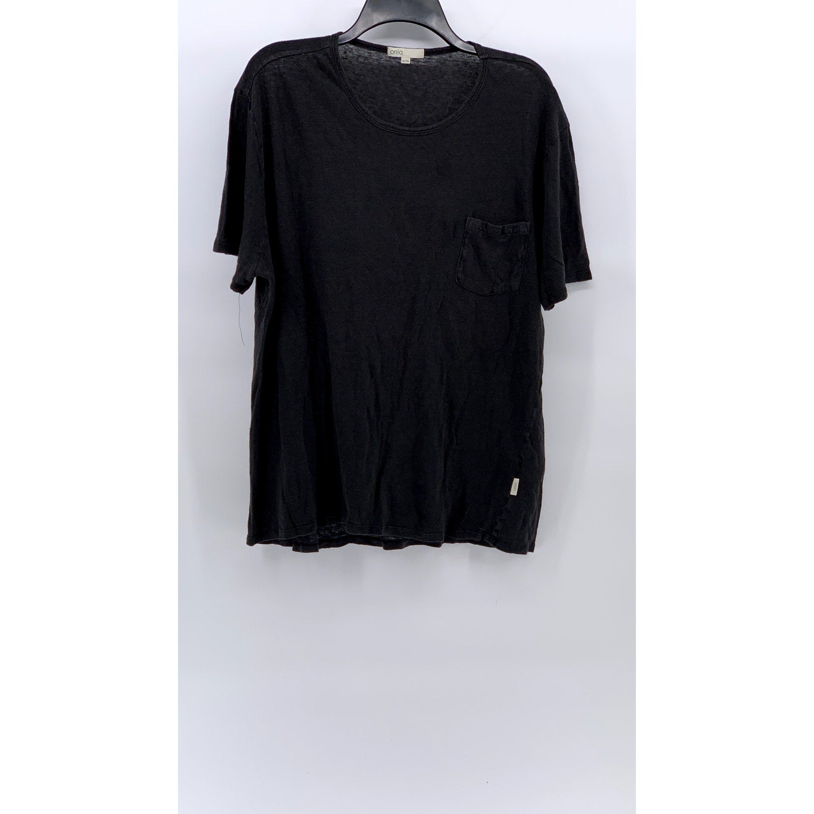 ONIA Men's Black Solid Linen Lightweight Crewneck Short Sleeve T-Shirt SZ XL