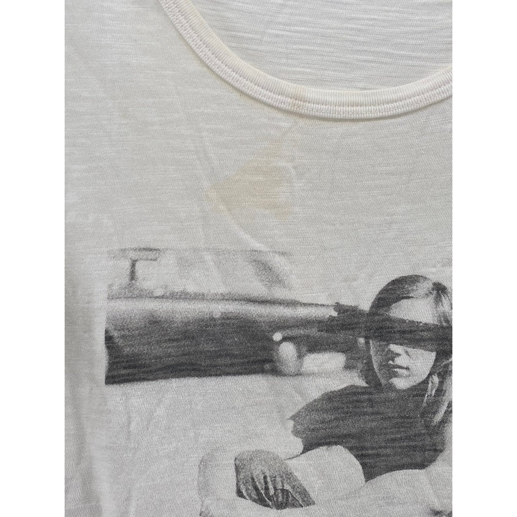 HIRO CLARK Men's White-Black Graphic Crewneck Short Sleeve Casual T-Shirt SZ M