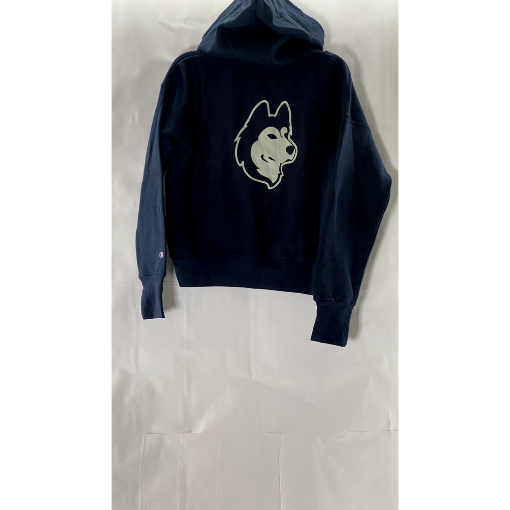 CHAMPION Men's Navy reverse Weave Gould Husky Graphic Pullover Hoodie SZ M