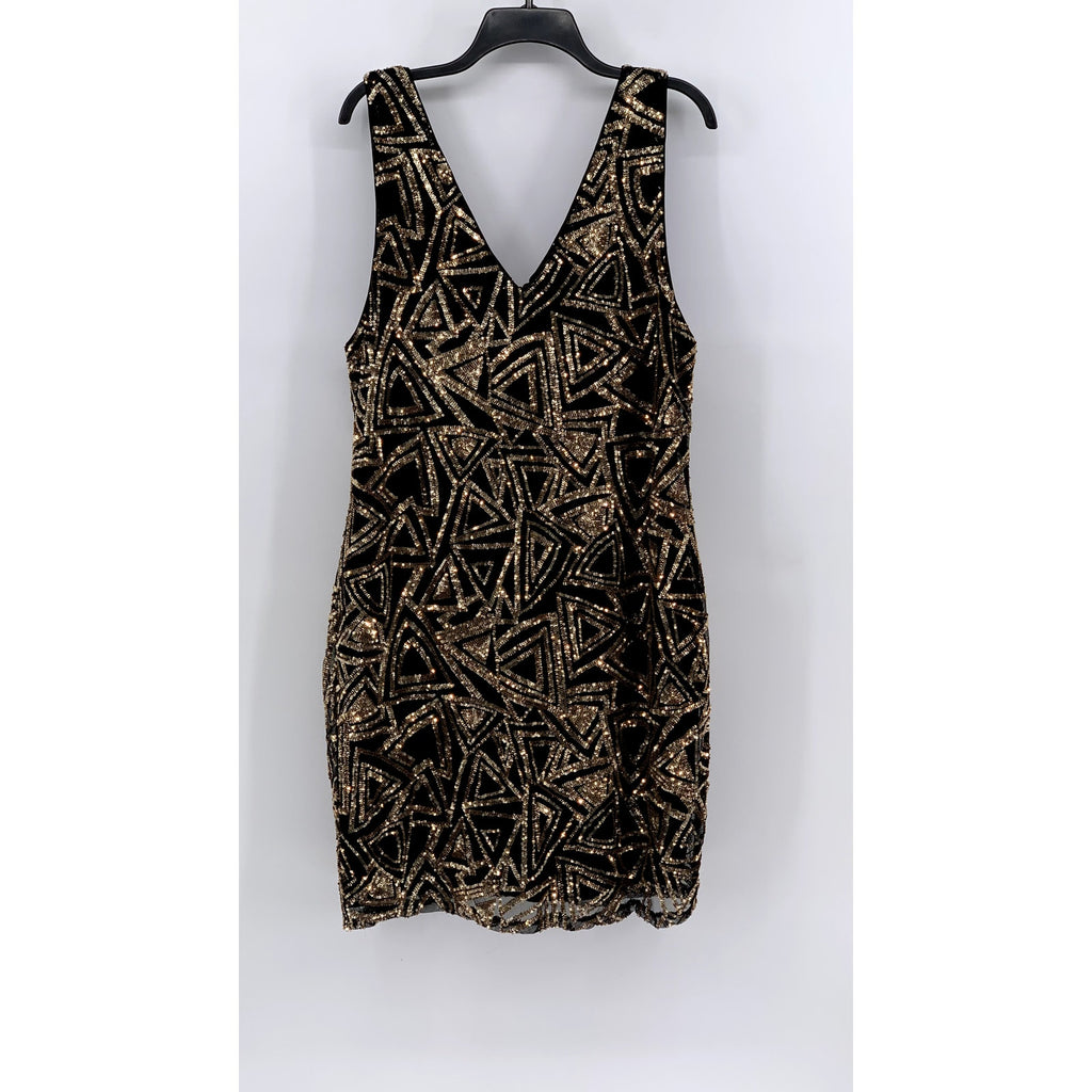 FOREVER 21 Women's Plus Black-Gold Sequin V-Neck Dress SZ 3X