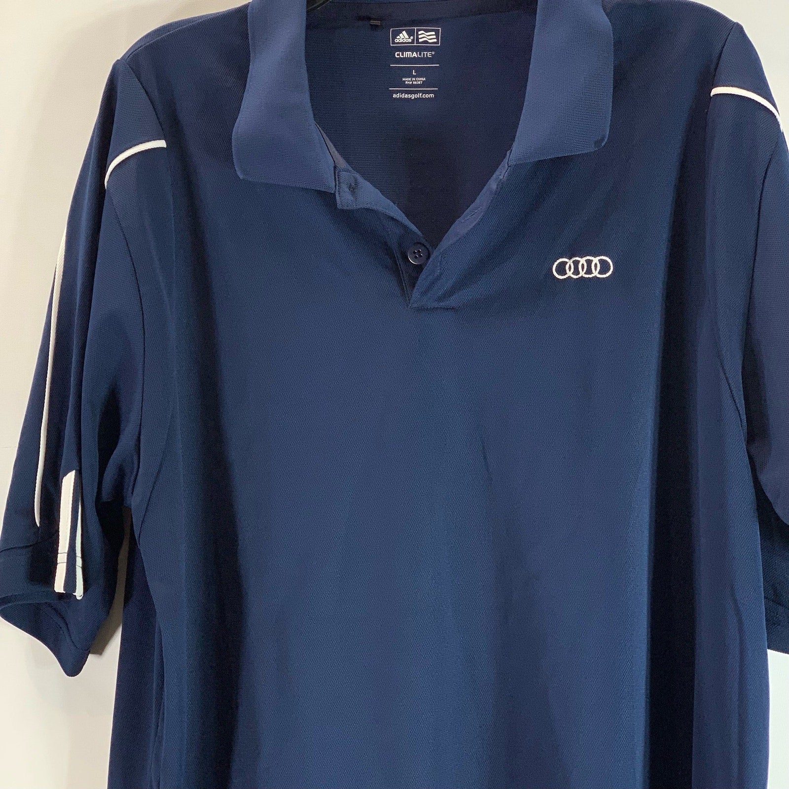ADIDAS Men's Navy Climalite Standard-Fit Short Sleeve Golf Polo SZ L