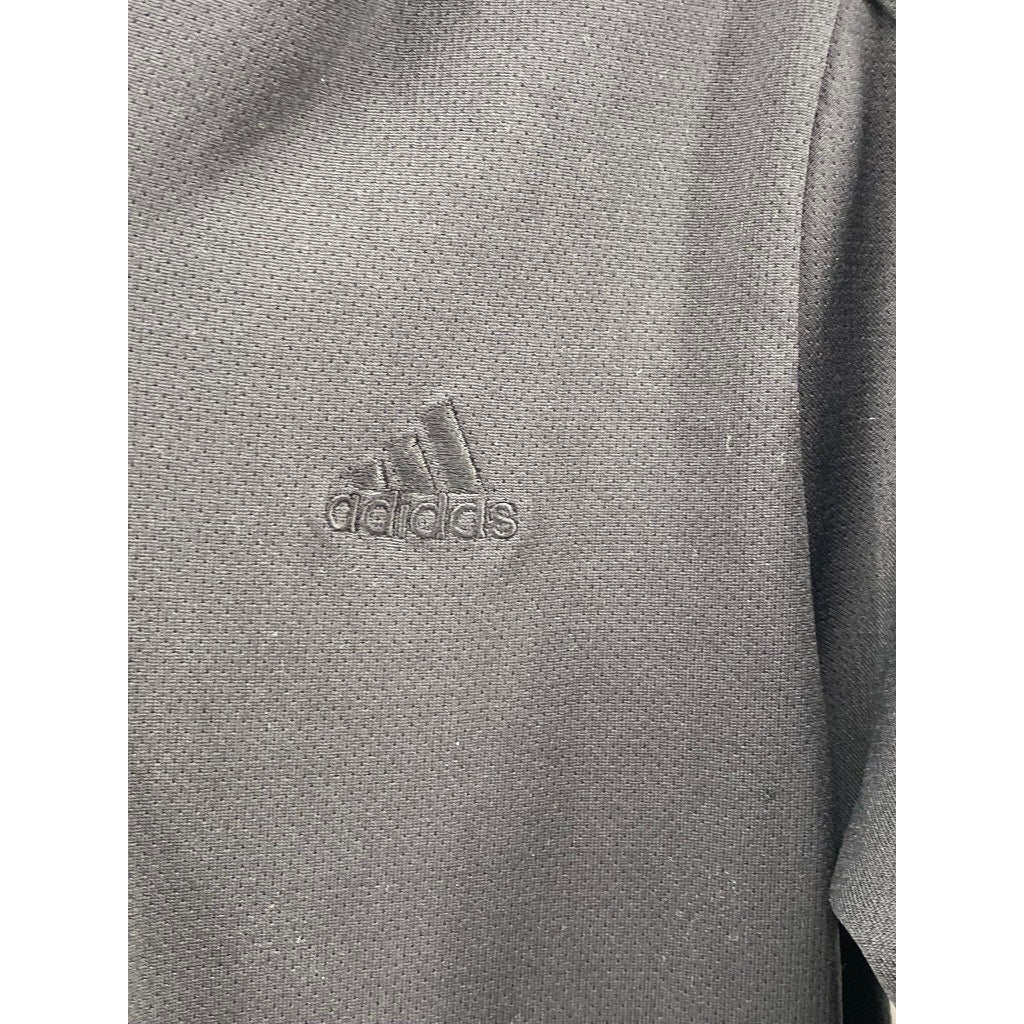 ADIDAS Women's Black Mesh Zip-Up Long Sleeve Active Hooded Jacket SZ M